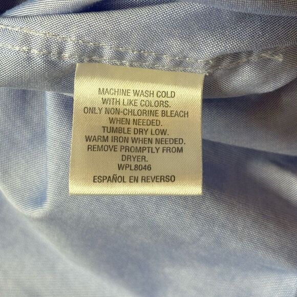 Club Room Pinpoint Regular Fit Blue Dress Shirt size 17.5 - Picture 5 of 5